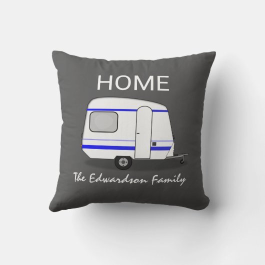 旅行 ヴァケーション キャラバン ホーム ファミリー モノグラム クッション (裏面)