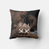 旅行 結婚 飛行機 ハート 保存 日付 フォト クッション (裏面)