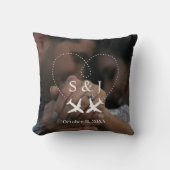 旅行 結婚 飛行機 ハート 保存 日付 フォト クッション (正面)