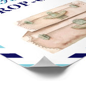 旅行 航空機 ネイビーブルー 旅行鞄 ギフトカード テーブル ポスター (角)