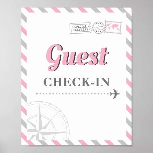 旅行 航空機 パーティー テーマ ゲスト チェックイン ウェルカム ポスター (正面)