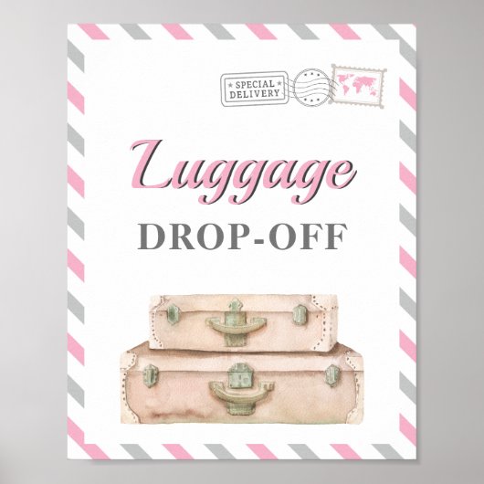 旅行 航空機 パーティー 荷物 受け渡し プレゼント テーブル ポスター (正面)