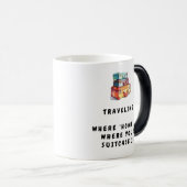 旅行: 'home'はスーツケースの場所 モーフィングマグカップ (正面右)