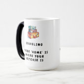 旅行: 'home'はスーツケースの場所 モーフィングマグカップ (正面左)