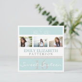 旋かわいらし回写真コラージュスイート16招待状 招待状 (スタンド正面)