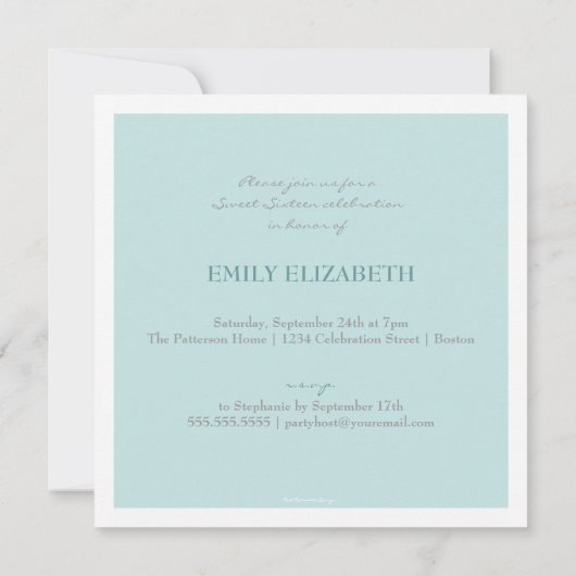 旋かわいらし回写真コラージュスイート16招待状 招待状 (裏面)