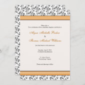 旋モダン回結婚式招待状（オレンジ） 招待状 (正面/裏面)