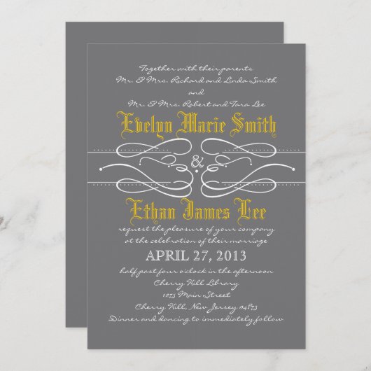 旋モダン回結婚式招待状 招待状 (正面/裏面)