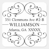 旋回お洒落差出人住所ラベルシール – スクエアシール (正面)