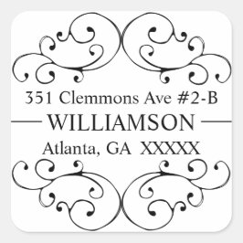 旋回お洒落差出人住所ラベルシール –  スクエアシール