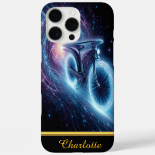 旋回する宇宙トンネルを自転車が走り抜ける iPhone 16 PRO MAXケース