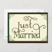 旋回たった今結婚しましたおもしろいフォント 案内ポストカード (正面/裏面)