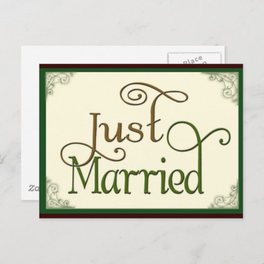 旋回たった今結婚しましたおもしろいフォント 案内ポストカード (正面/裏面)