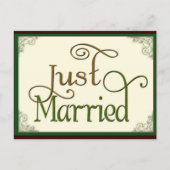 旋回たった今結婚しましたおもしろいフォント 案内ポストカード (正面)