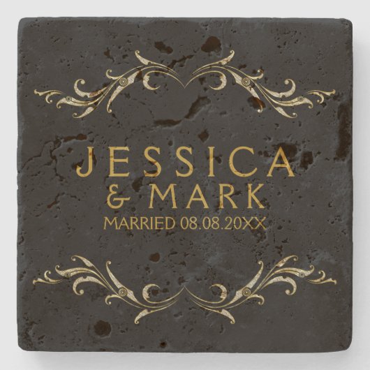 旋回エレガントガーリーフローラ枠 ストーンコースター (正面)