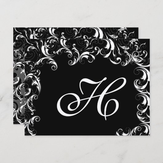 旋回エレガントファンシー結婚式招待状 出欠カード (正面/裏面)