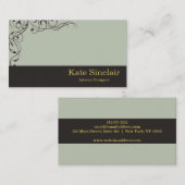 旋回エレガントフローラつる植物縁どインテリア設計者 名刺 (正面/裏面)