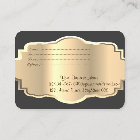 旋回エレガントモダン金ゴールド枠 割引カード (裏面)