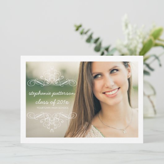 旋回エレガントヴィンテージモダン写真の卒業 招待状 (スタンド正面)