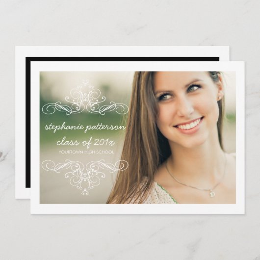 旋回エレガントヴィンテージモダン写真の卒業 招待状 (正面/裏面)