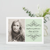 旋回エレガントヴィンテージモダン写真卒業ミント 招待状 (スタンド正面)