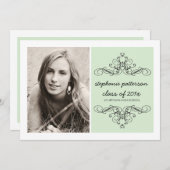 旋回エレガントヴィンテージモダン写真卒業ミント 招待状 (正面/裏面)