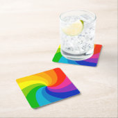 旋回カラフルカラーホイール スクエアペーパーコースター (インサイチュ)