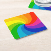 旋回カラフルカラーホイール スクエアペーパーコースター (アングル)