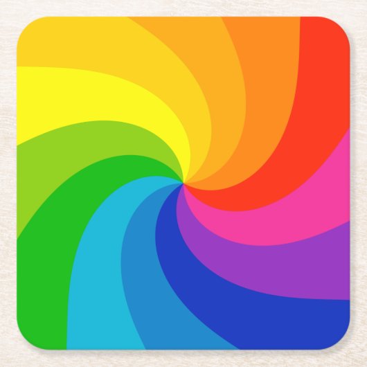 旋回カラフルカラーホイール スクエアペーパーコースター (正面)