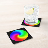 旋回カラフル混色カラーホイール スクエアペーパーコースター (インサイチュ)