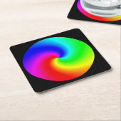旋回カラフル混色カラーホイール スクエアペーパーコースター (アングル)