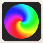 旋回カラフル混色カラーホイール スクエアペーパーコースター (正面)