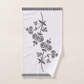 旋回スタイルフローラ&観賞用パターンの葉 バスタオルセット (ハンドタオル)