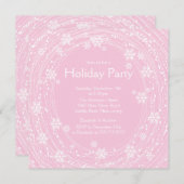 旋回スノモダンーフレークスホリデーパーティピンク 招待状 (正面/裏面)