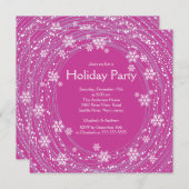 旋回スノモダンーフレークスホリデーパーティピンク 招待状 (正面/裏面)