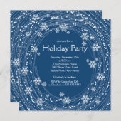 旋回スノモダンーフレークスホリデーパーティーブルー 招待状 (正面/裏面)