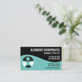 旋回ティール（緑がかった色）モダンとブラックロゴカイロプラクター 名刺 (スタンド正面)