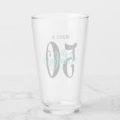 旋回ティール（緑がかった色）50と名前付き素晴らしい誕生日 タンブラーグラス (裏面)