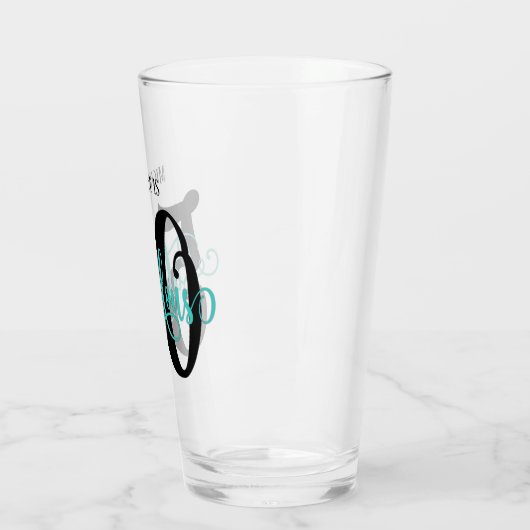 旋回ティール（緑がかった色）50と名前付き素晴らしい誕生日 タンブラーグラス (左)