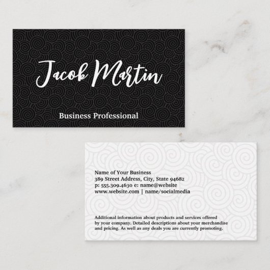 旋回パターンの背景 |白黒 名刺 (正面/裏面)