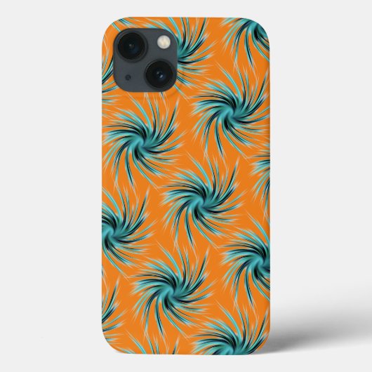 旋回パターン – ティール(緑がかった色)緑青オレンジ黄 Case-Mate iPhoneケース (裏面)