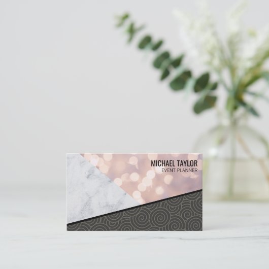 旋回パターン《写真》ぼけ味と大理石カラーブロック 名刺 (スタンド正面)