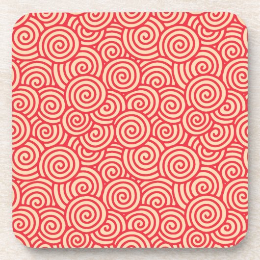 旋回パタ日本のーン – コーラルオレンジ コースター (正面)