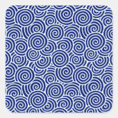 旋回パタ日本のーン – ネイビー青と白 スクエアシール (正面)