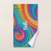 旋回パーソナライズされたデザイン付きドッグタカラフルオル ハンドタオル (ハンドタオル)