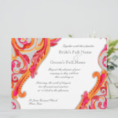 旋回モダンの華やかさハートタンジェリンホットピンク 招待状 (スタンド正面)