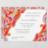 旋回モダンの華やかさハートタンジェリンホットピンク 招待状 (正面/裏面)
