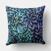 旋回モダンティール(緑がかった色)と青花びらキャンバス印刷 クッション (裏面)
