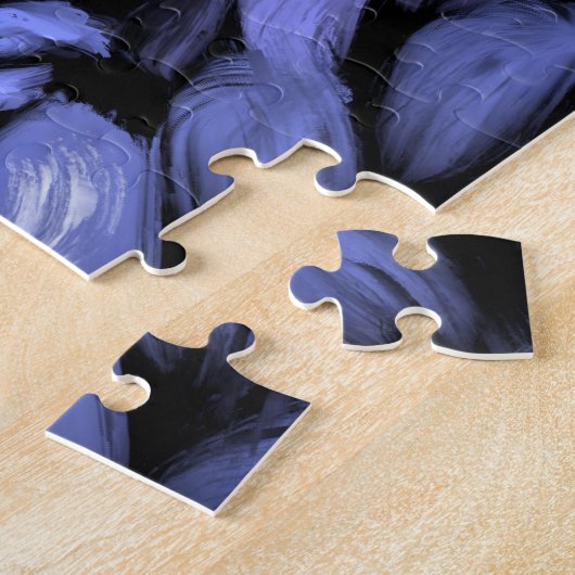 旋回モダンティール（緑がかった色）と青花びら ジグソーパズル (側面)