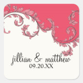 旋回モダンフローリッシュスクロールヴィンテージリーフパターン スクエアシール (正面)